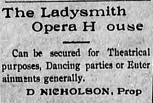 Black and white printed newspaper advertisement.