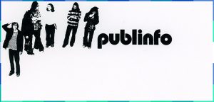 The Publinfo logo consists of five juxtaposed black and white photographs of the members, followed by the name of the group in bold, stylized letters.