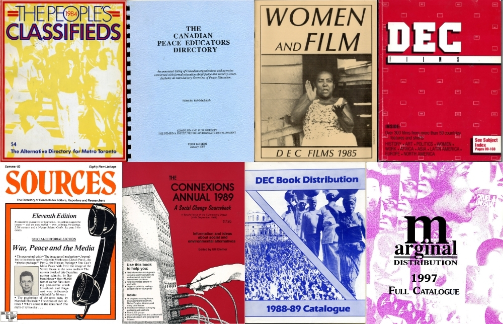 A collage of eight directories and catalogues.