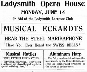 Black and white printed newspaper advertisement.