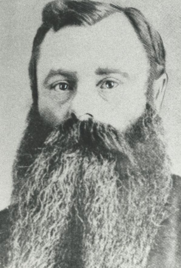 A late 19th century black and white head-shot of a man with a long beard, Lazarus Cohen.