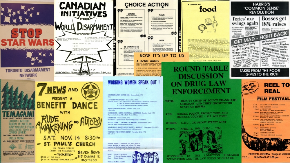 A collage of eleven leaflets and flyers.