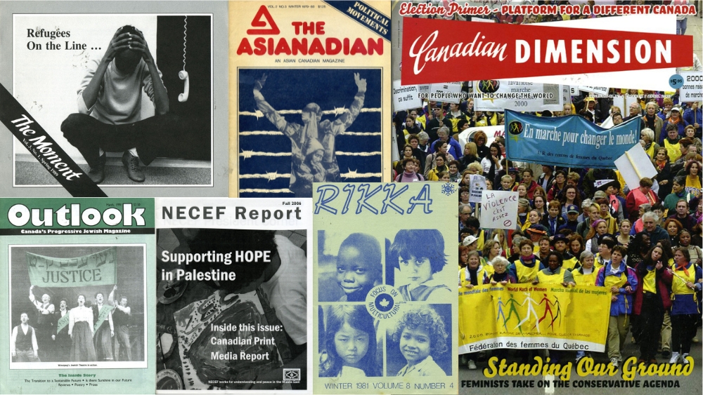 A collage of six periodicals.