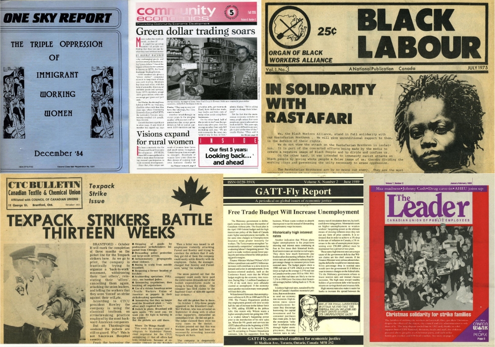A collage of five periodicals on working people and the labour movement.