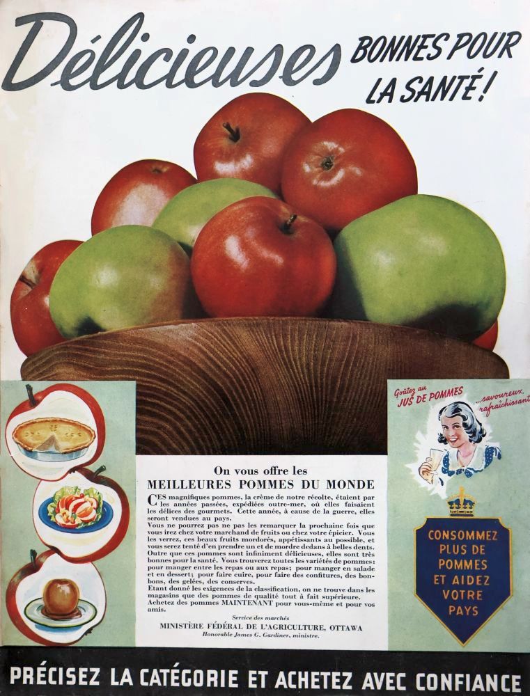 Advertisement inviting people to eat apples to help the nation during the 39-45 War